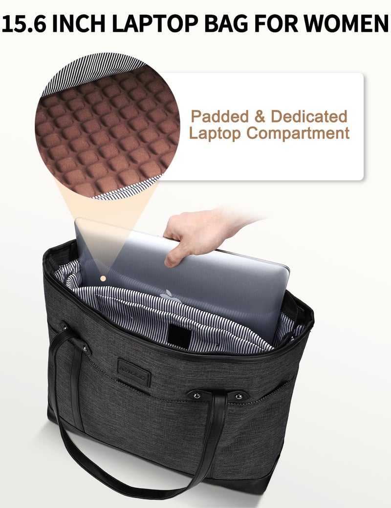 RAVUO Laptop Bag for Women, Water Resistant 15.6 Inch Computer Handbag Business Purse Teacher Bag With Portable Small Pouch - Image 5